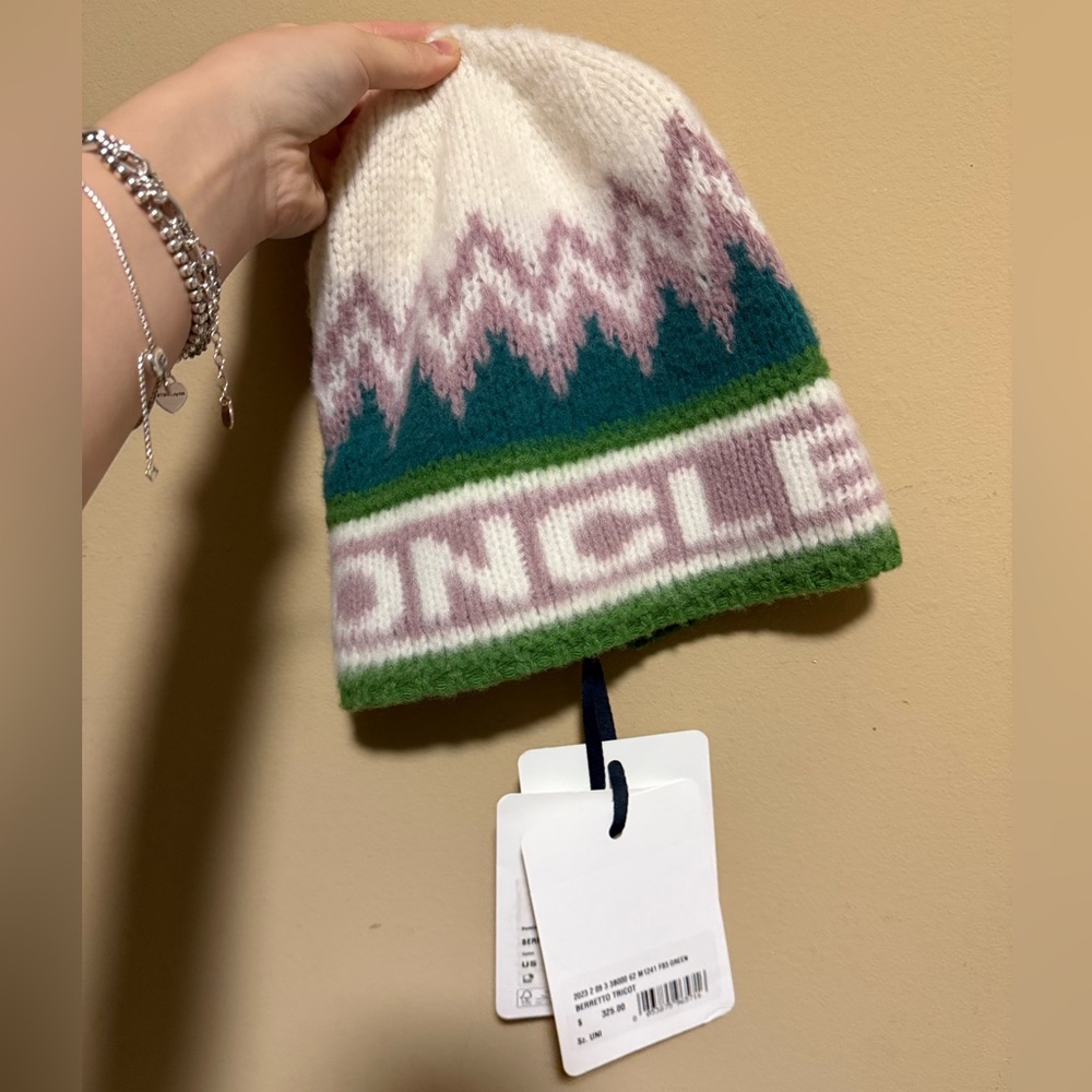 NWT AUTHENTIC Moncler Logo Intarsia Wool Hat